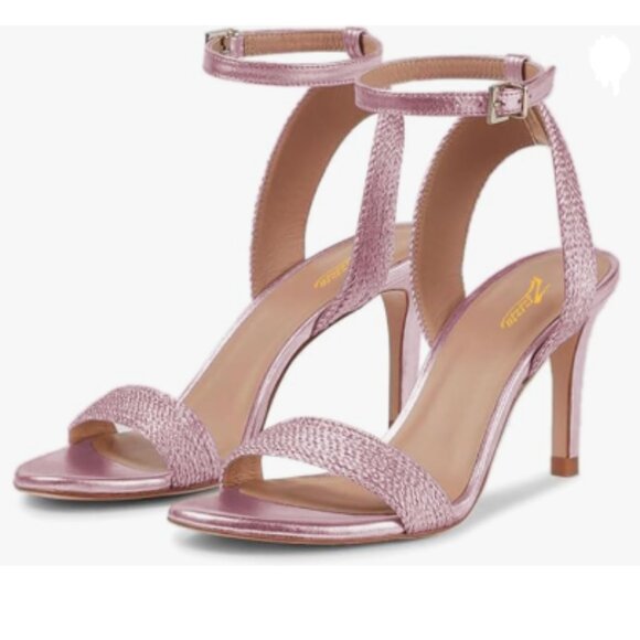 Zszszsu Pink Open Toe Sandals Stiletto High Heels Ankle Strap Buckled Shoes - Picture 1 of 8